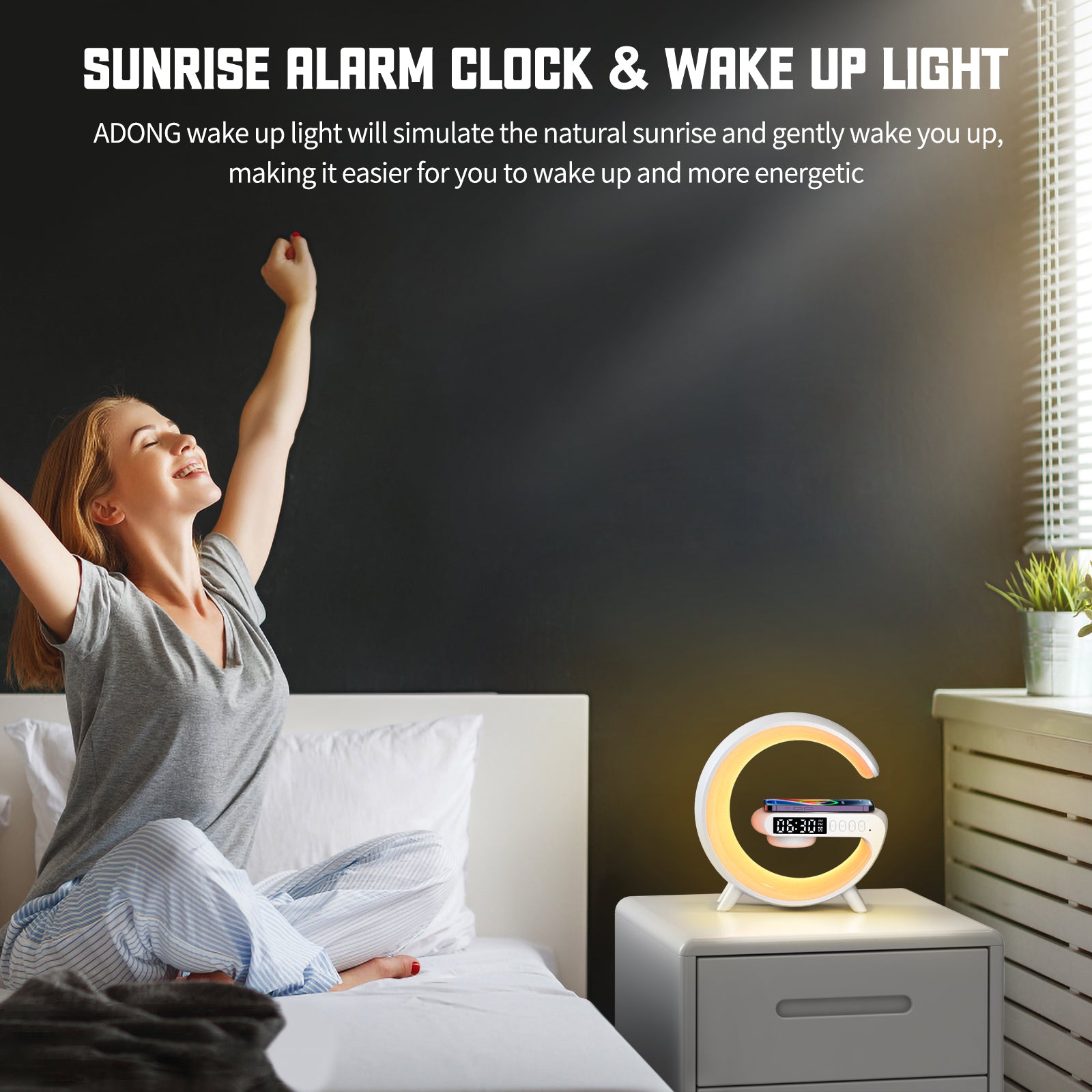 Premium Wireless Charging Station RGB LED Bluetooth Speaker Clock Fast Charging Dock USB-C Multi Device Charger