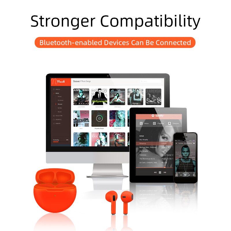 Premium Wireless Earbuds Bluetooth Compatible Touch Control Stereo Sound Sport Headset Mini In-Ear Design