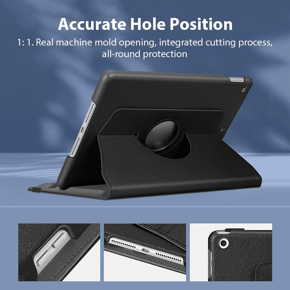 Premium iPad Case 360 Rotating Stand PU Leather Smart Cover Protective Tablet Case Multi Angle Viewing