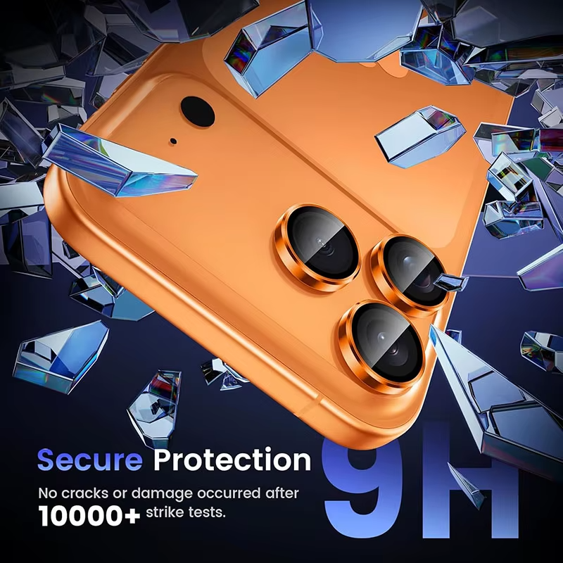 Premium iPhone Camera Lens Protector Metal Ring Tempered Glass Protective Cover Scratch Resistant Shockproof Anti Dust Precision Fit