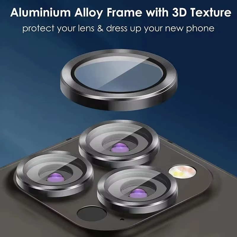 Premium iPhone Camera Lens Protector Metal Ring Tempered Glass Protective Cover Scratch Resistant Shockproof Anti Dust Precision Fit