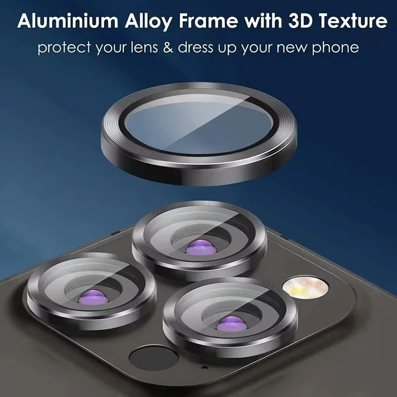 Premium iPhone Camera Lens Protector Metal Ring Tempered Glass Protective Cover Scratch Resistant Shockproof Anti Dust Precision Fit