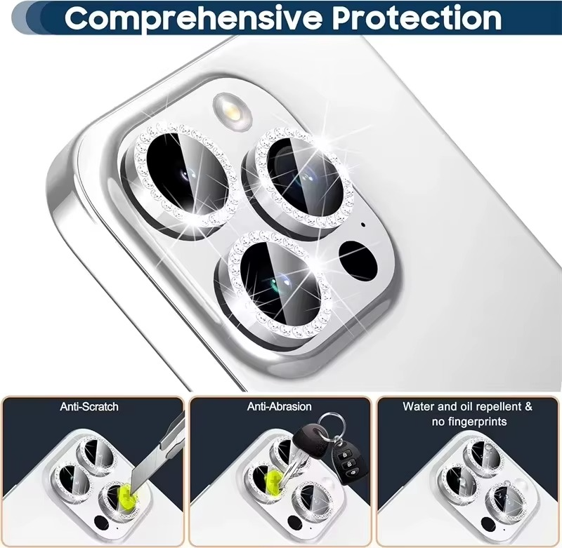 Premium iPhone Camera Lens Protector Metal Ring Tempered Glass Protective Cover Scratch Resistant Shockproof Anti Dust Precision Fit