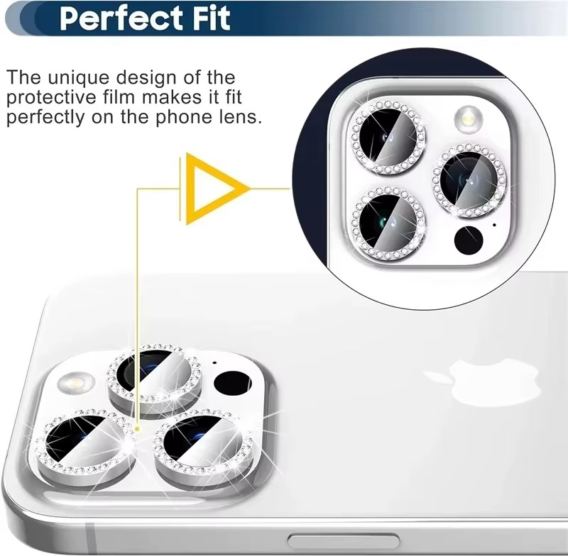 Premium iPhone Camera Lens Protector Metal Ring Tempered Glass Protective Cover Scratch Resistant Shockproof Anti Dust Precision Fit