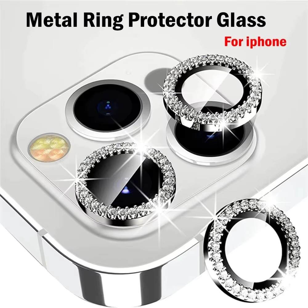 Premium iPhone Camera Lens Protector Metal Ring Tempered Glass Protective Cover Scratch Resistant Shockproof Anti Dust Precision Fit