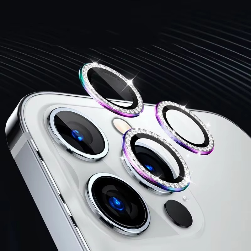 Premium iPhone Camera Lens Protector Metal Ring Tempered Glass Protective Cover Scratch Resistant Shockproof Anti Dust Precision Fit