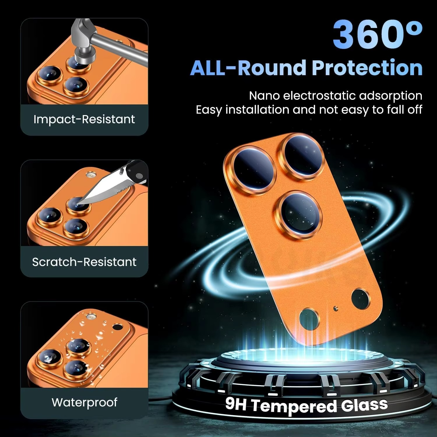 Premium iPhone Camera Lens Protector Military Grade Alloy Ring Tempered Glass Protective Cover Shatterproof Scratch Resistant Shockproof Precision Fit