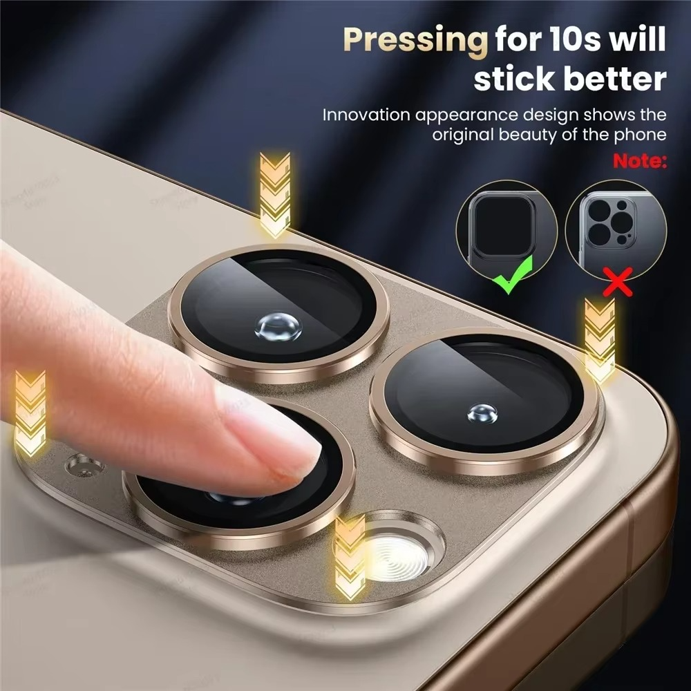 Premium iPhone Camera Lens Protector Military Grade Alloy Ring Tempered Glass Protective Cover Shatterproof Scratch Resistant Shockproof Precision Fit