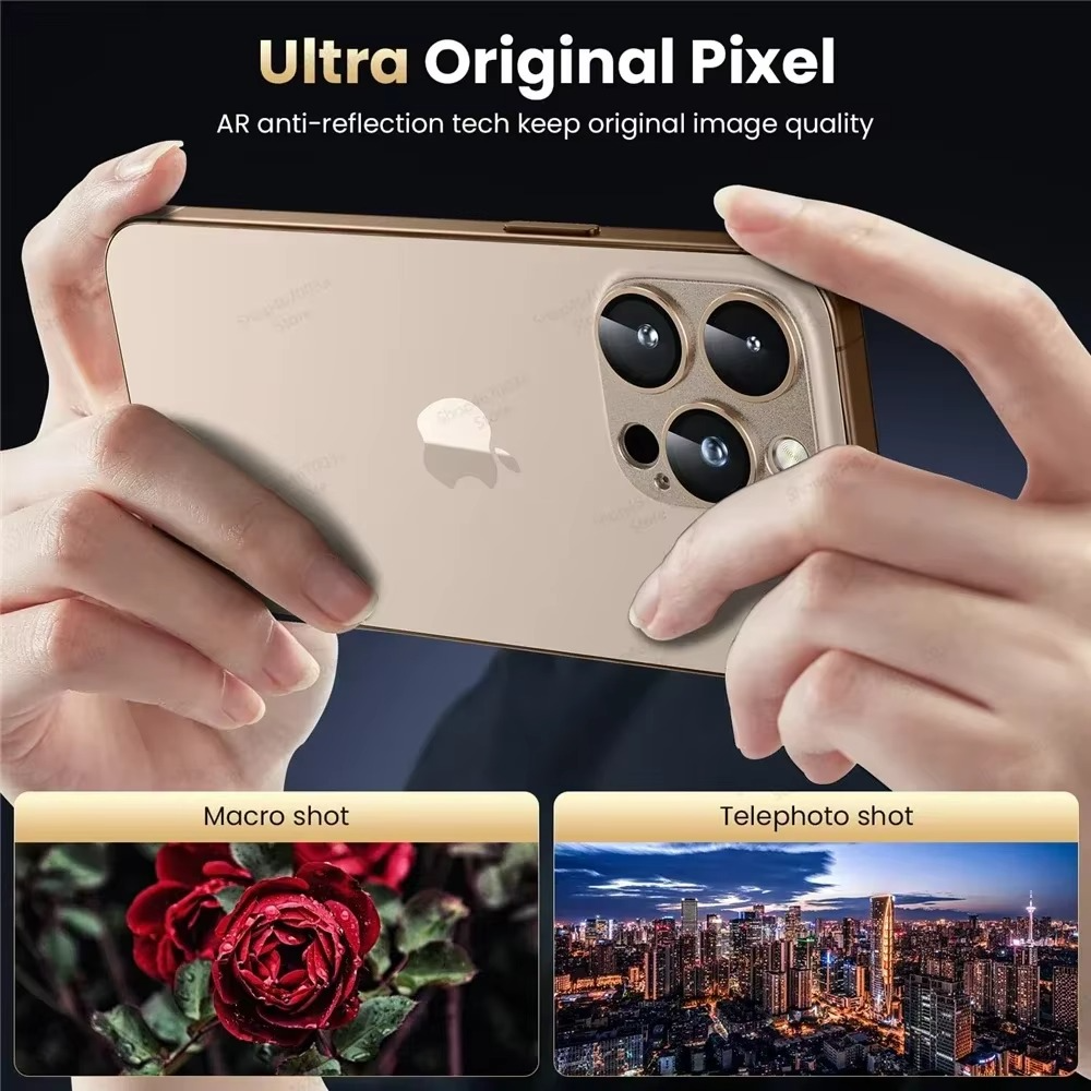 Premium iPhone Camera Lens Protector Military Grade Alloy Ring Tempered Glass Protective Cover Shatterproof Scratch Resistant Shockproof Precision Fit