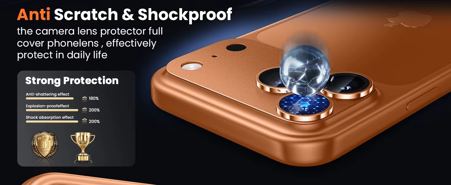 Premium iPhone Camera Lens Protector Military Grade Alloy Ring Tempered Glass Protective Cover Shatterproof Scratch Resistant Shockproof Precision Fit