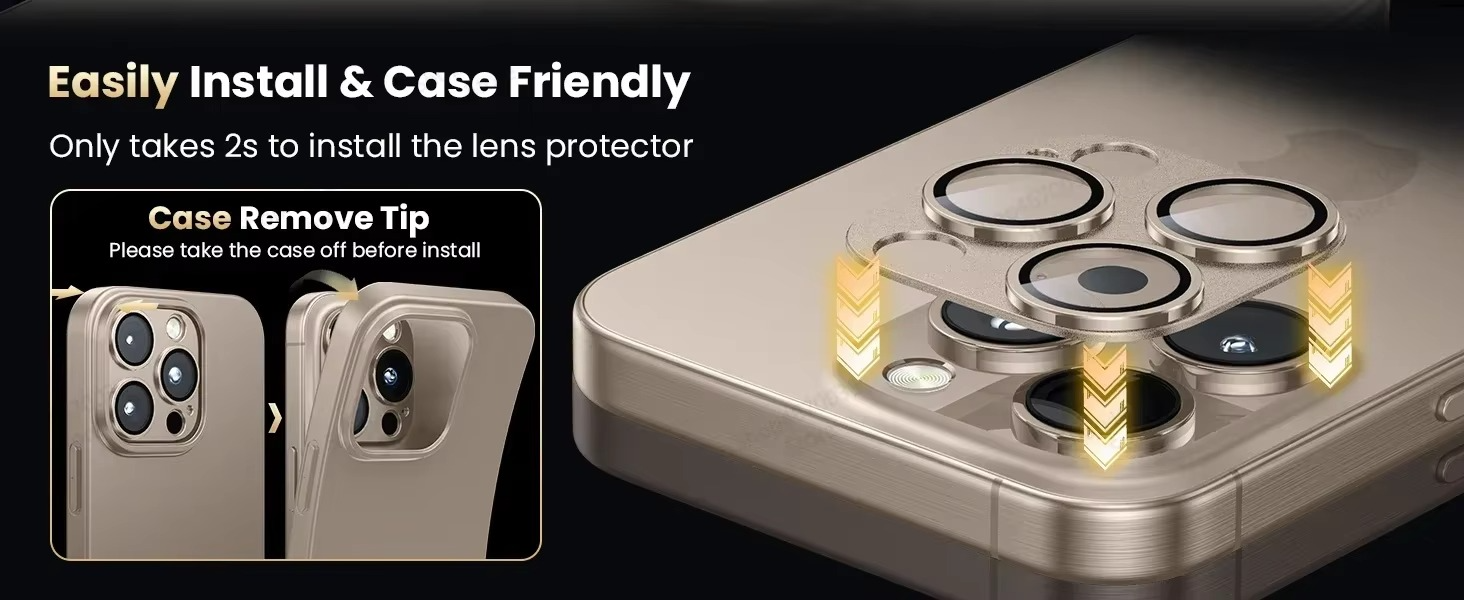 Premium iPhone Camera Lens Protector Military Grade Alloy Ring Tempered Glass Protective Cover Shatterproof Scratch Resistant Shockproof Precision Fit