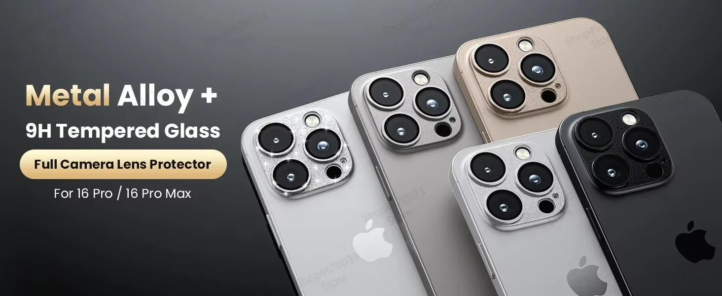 Premium iPhone Camera Lens Protector Military Grade Alloy Ring Tempered Glass Protective Cover Shatterproof Scratch Resistant Shockproof Precision Fit