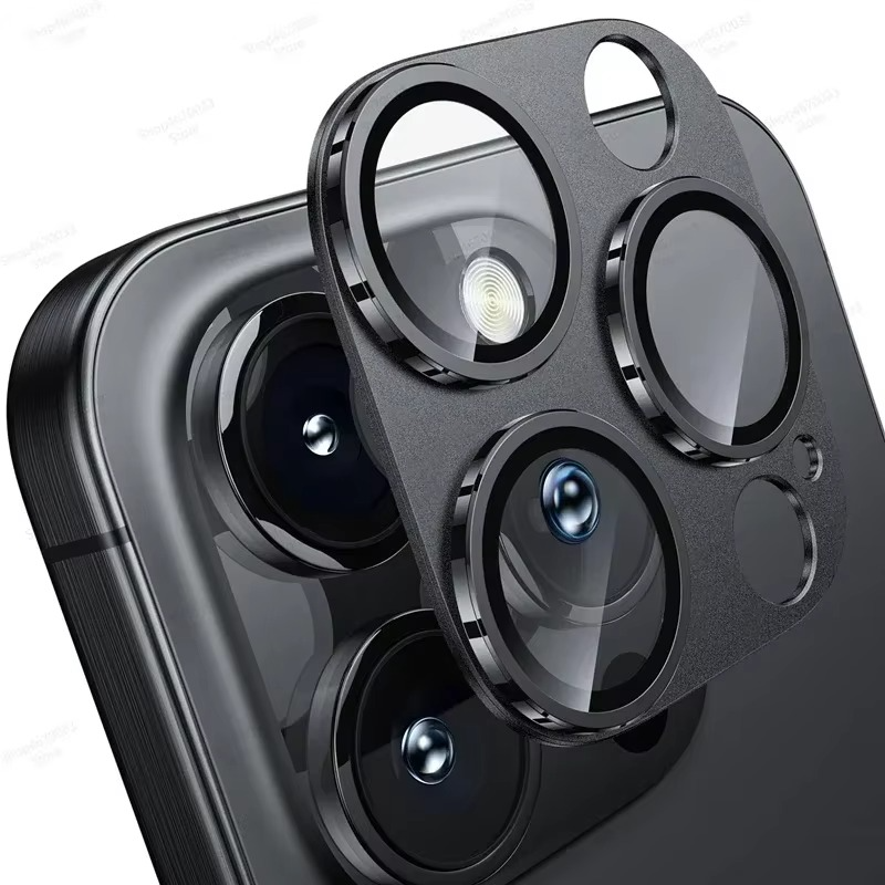 Premium iPhone Camera Lens Protector Military Grade Alloy Ring Tempered Glass Protective Cover Shatterproof Scratch Resistant Shockproof Precision Fit