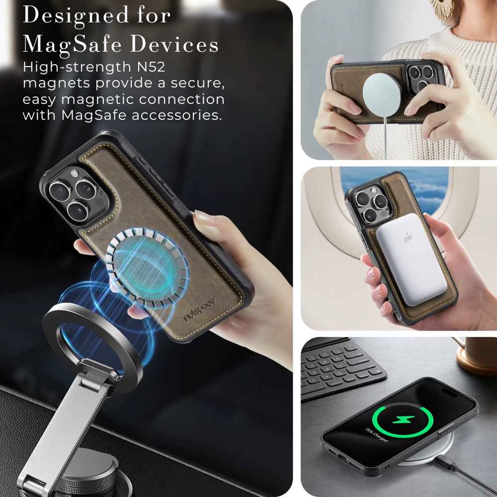 Premium iPhone Case 2-in-1 Magnetic Detachable Wallet Flip Cover PU Leather Card Holder Cash Pocket Wrist Strap Shockproof Full Protection Slim Design
