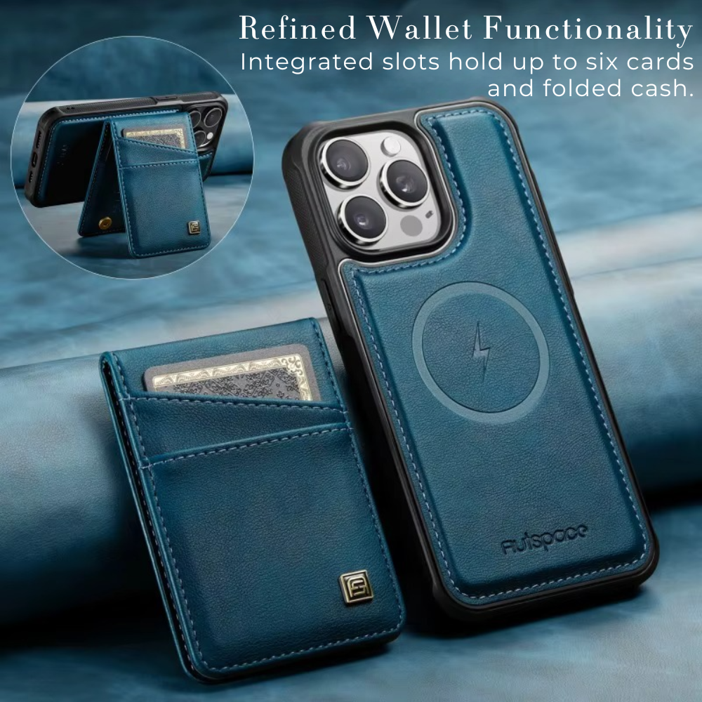 Premium iPhone Case 2-in-1 Magnetic Detachable Wallet Flip Cover PU Leather Card Holder Cash Pocket Wrist Strap Shockproof Full Protection Slim Design