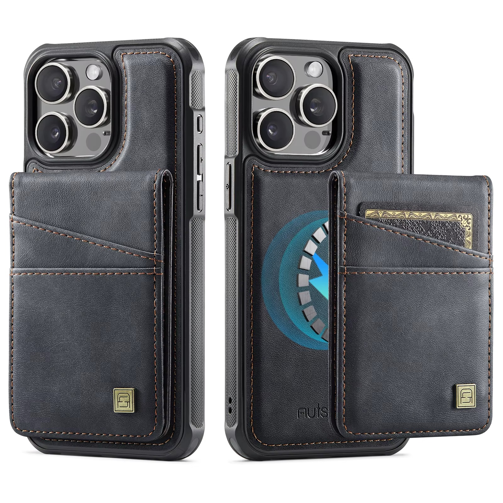 Premium iPhone Case 2-in-1 Magnetic Detachable Wallet Flip Cover PU Leather Card Holder Cash Pocket Wrist Strap Shockproof Full Protection Slim Design