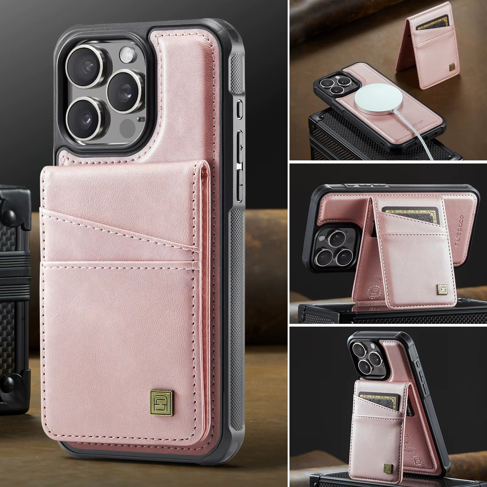 Premium iPhone Case 2-in-1 Magnetic Detachable Wallet Flip Cover PU Leather Card Holder Cash Pocket Wrist Strap Shockproof Full Protection Slim Design