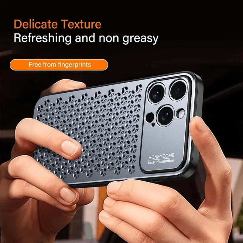 Premium iPhone Case Aluminum Alloy Protective Cover Breathable Metal Design Anti Fingerprint Finish Scratch Resistant Slim Frame Lightweight Structure