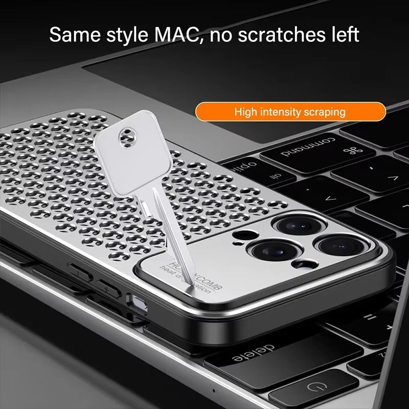 Premium iPhone Case Aluminum Alloy Protective Cover Breathable Metal Design Anti Fingerprint Finish Scratch Resistant Slim Frame Lightweight Structure