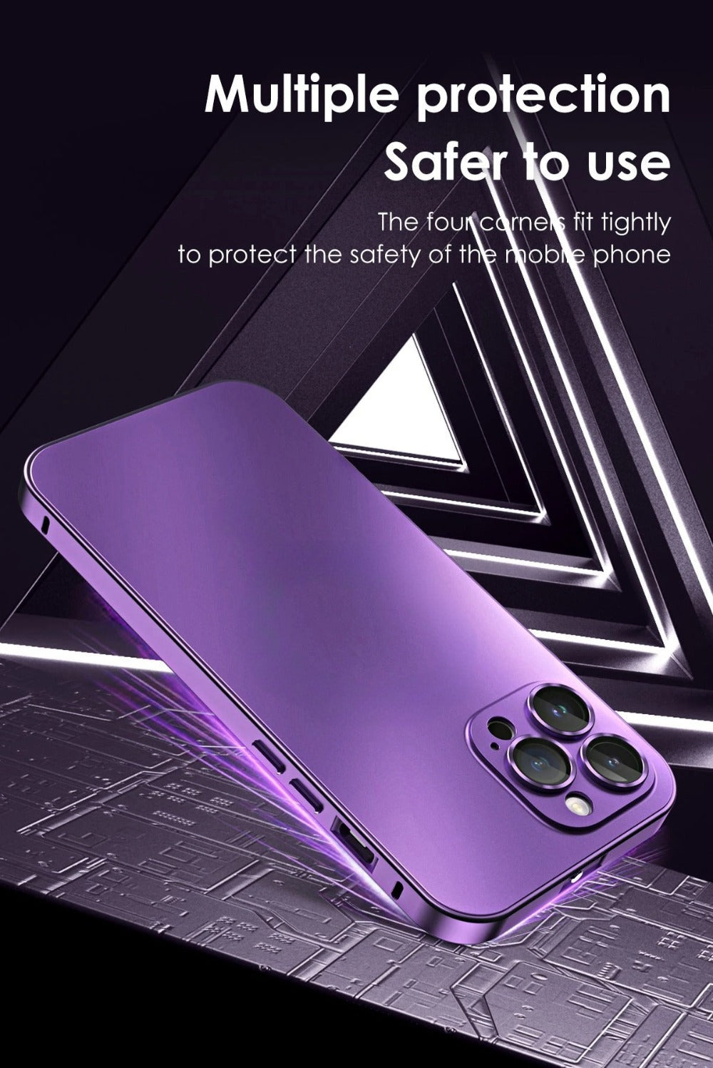 Premium iPhone Case Aluminum Metal Frame Protective Cover Shockproof PC Back Camera Lens Protection Slim Lightweight Design