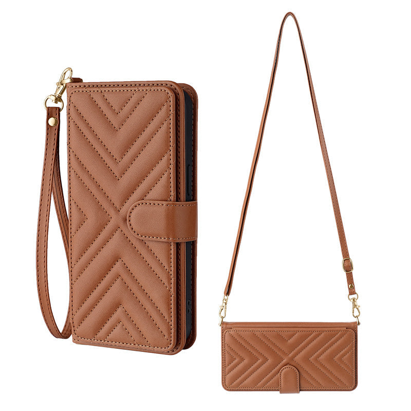 Premium iPhone Case Crossbody Wallet Cover PU Leather Card Holder Magnetic Closure Shoulder Strap Shockproof Full Protection Slim Design