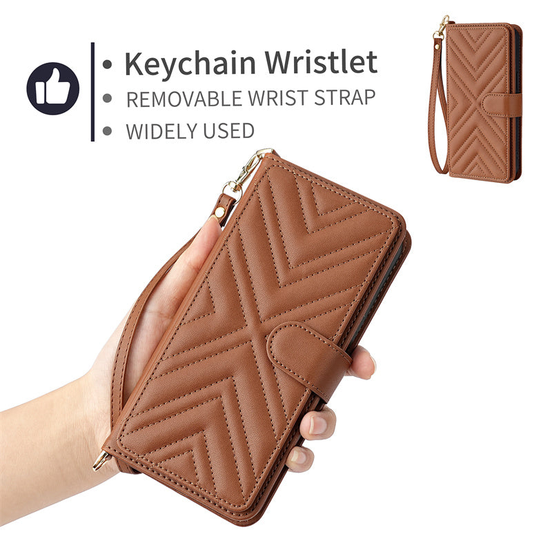 Premium iPhone Case Crossbody Wallet Cover PU Leather Card Holder Magnetic Closure Shoulder Strap Shockproof Full Protection Slim Design