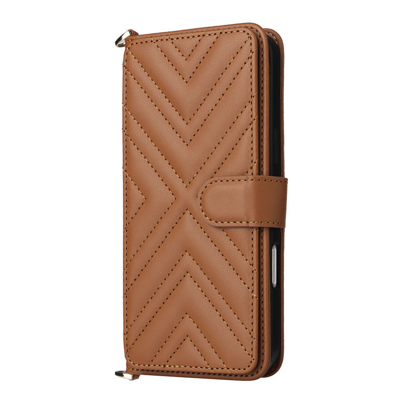 Premium iPhone Case Crossbody Wallet Cover PU Leather Card Holder Magnetic Closure Shoulder Strap Shockproof Full Protection Slim Design