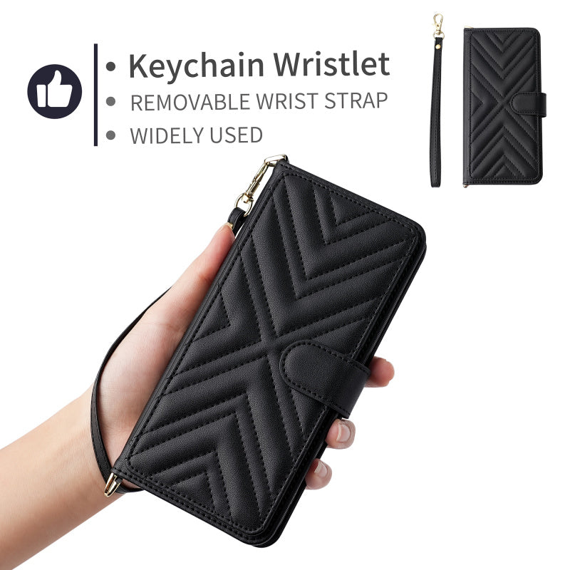 Premium iPhone Case Crossbody Wallet Cover PU Leather Card Holder Magnetic Closure Shoulder Strap Shockproof Full Protection Slim Design