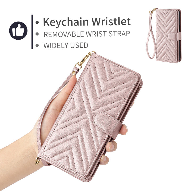 Premium iPhone Case Crossbody Wallet Cover PU Leather Card Holder Magnetic Closure Shoulder Strap Shockproof Full Protection Slim Design