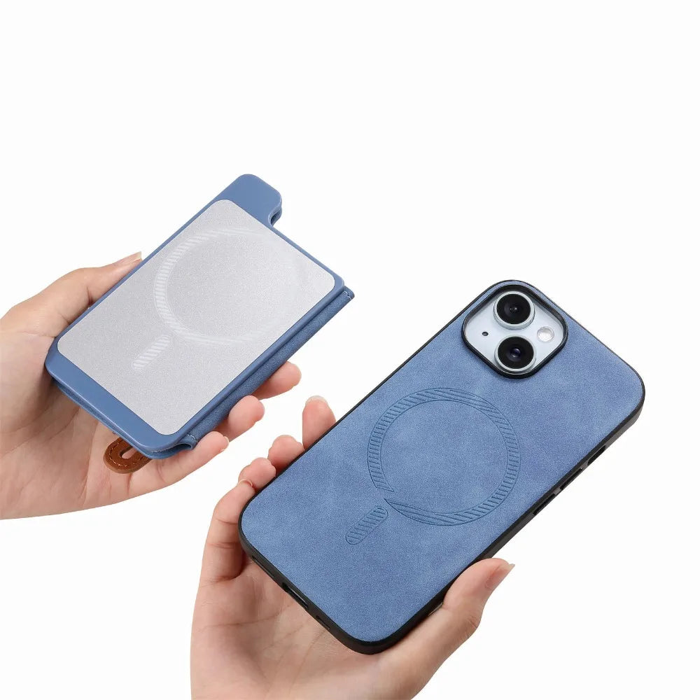Premium iPhone Case Detachable Zipper Wallet Flip Cover PU Leather Card Holder Magnetic Closure Wrist Strap Shockproof Full Protection