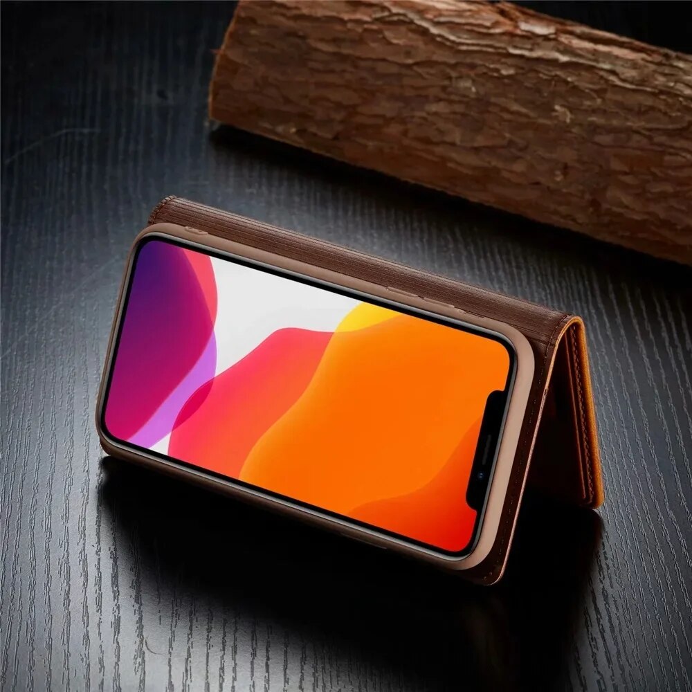 Premium iPhone Case Flip Wallet MagSafe Compatible Genuine Leather Magnetic Closure Card Holder Shockproof Protective Cover Camera Lens Protection Slim Design