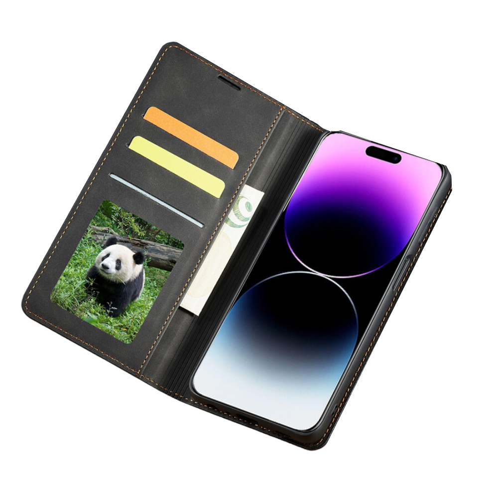 Premium iPhone Case Flip Wallet MagSafe Compatible Leather Card Holder Magnetic Closure Shockproof Protective Cover Camera Lens Protection Stand Function