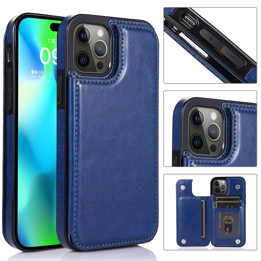 Premium iPhone Case Flip Wallet MagSafe Compatible Leather RFID Blocking Card Holder Magnetic Closure Shockproof Protective Cover Camera Lens Protection Stand Function