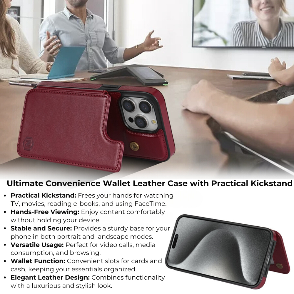 Premium iPhone Case Flip Wallet MagSafe Compatible Leather RFID Blocking Card Holder Magnetic Closure Shockproof Protective Cover Camera Lens Protection Stand Function