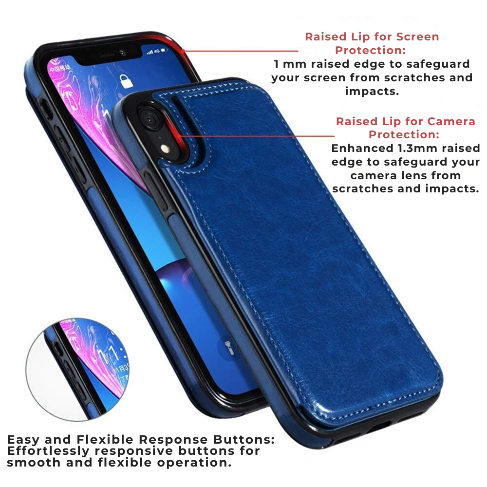 Premium iPhone Case Flip Wallet MagSafe Compatible Leather RFID Blocking Card Holder Magnetic Closure Shockproof Protective Cover Camera Lens Protection Stand Function