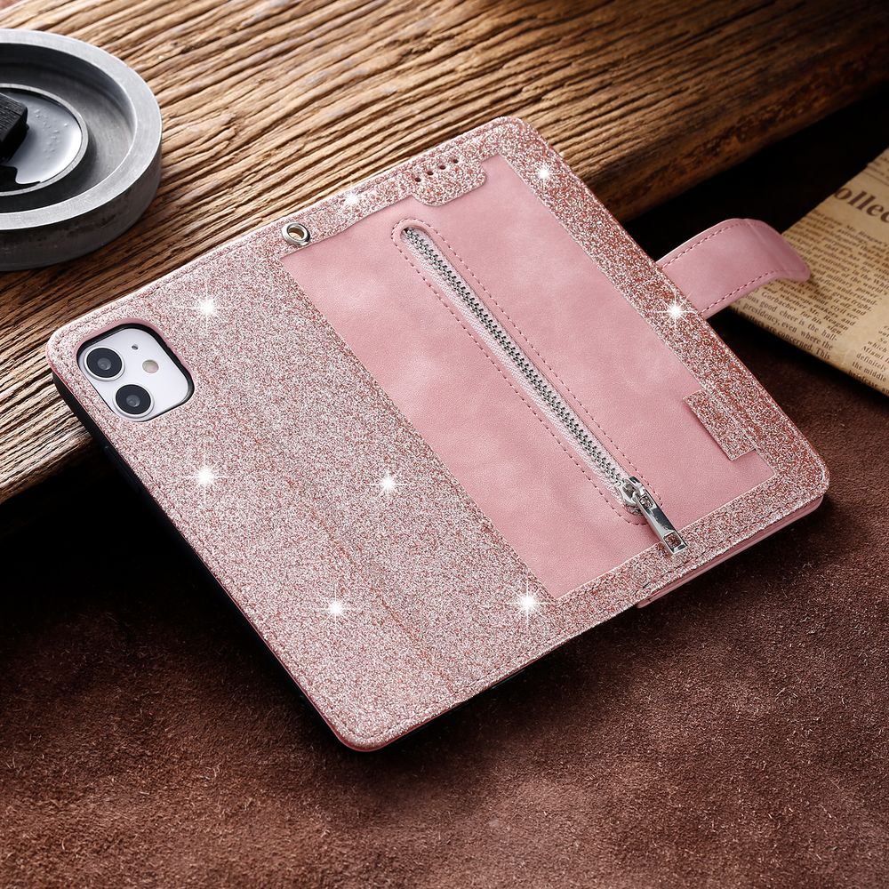 Premium iPhone Case Flip Wallet MagSafe Compatible Leather Zipper Card Holder Shockproof Protective Cover Strap Stand Function Camera Lens Protection