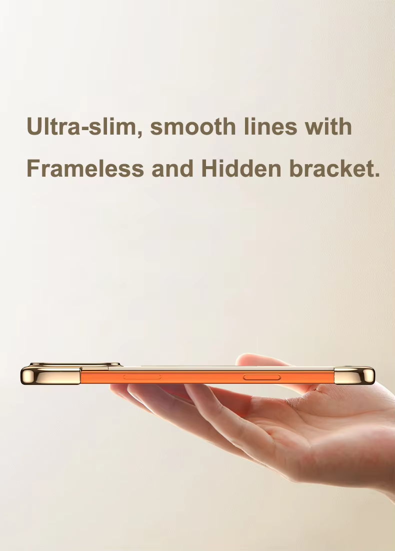 Premium iPhone Case Frameless Magnetic Protective Cover Ultra Thin Leather Back Metal Bumper Stand Shockproof Edge Protection Camera Lens Guard