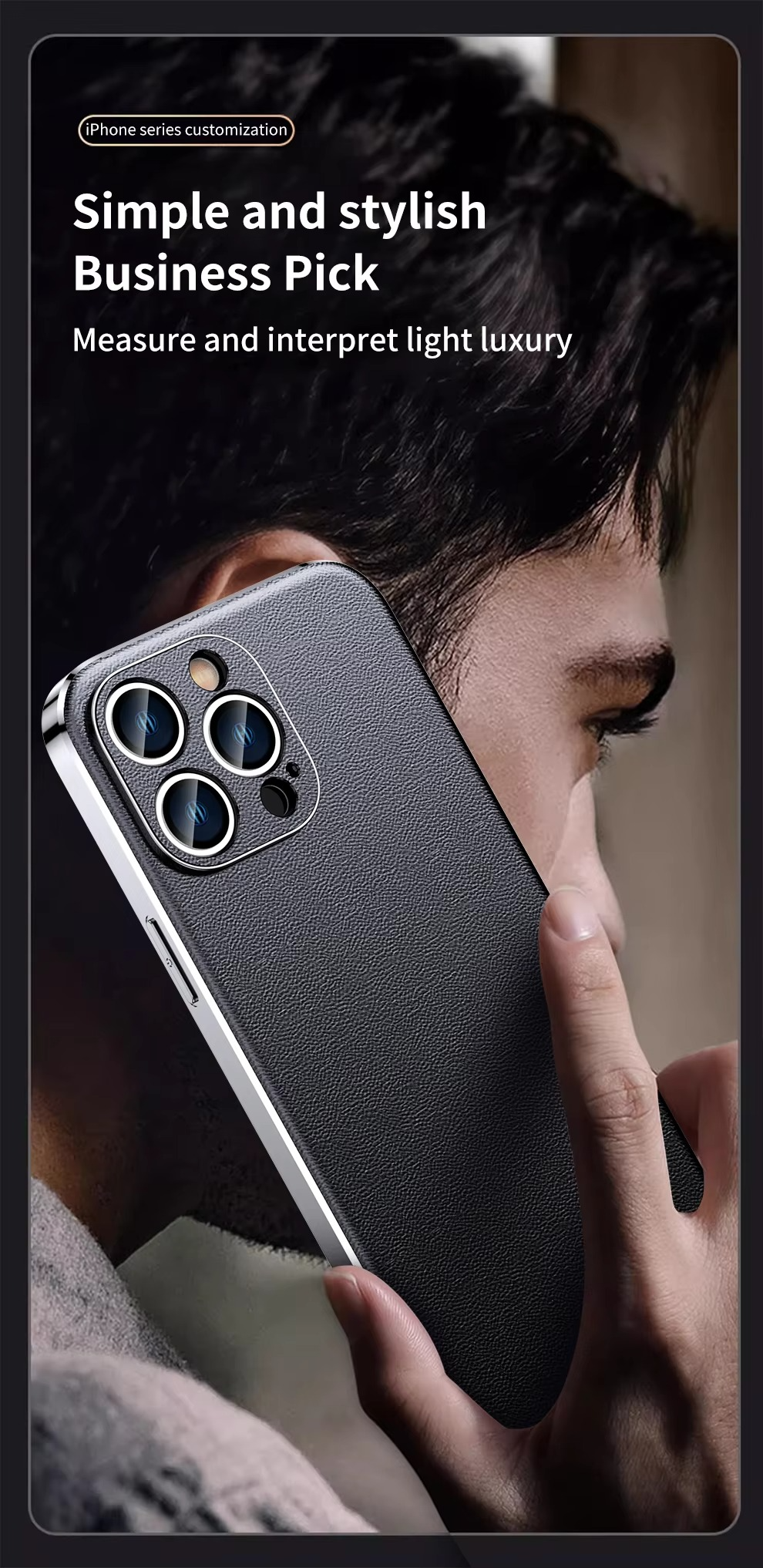 Premium iPhone Case Genuine Cowhide Leather Protective Cover Plating Frame Full Camera Lens Protection Shockproof TPU Edge Slim Durable Design