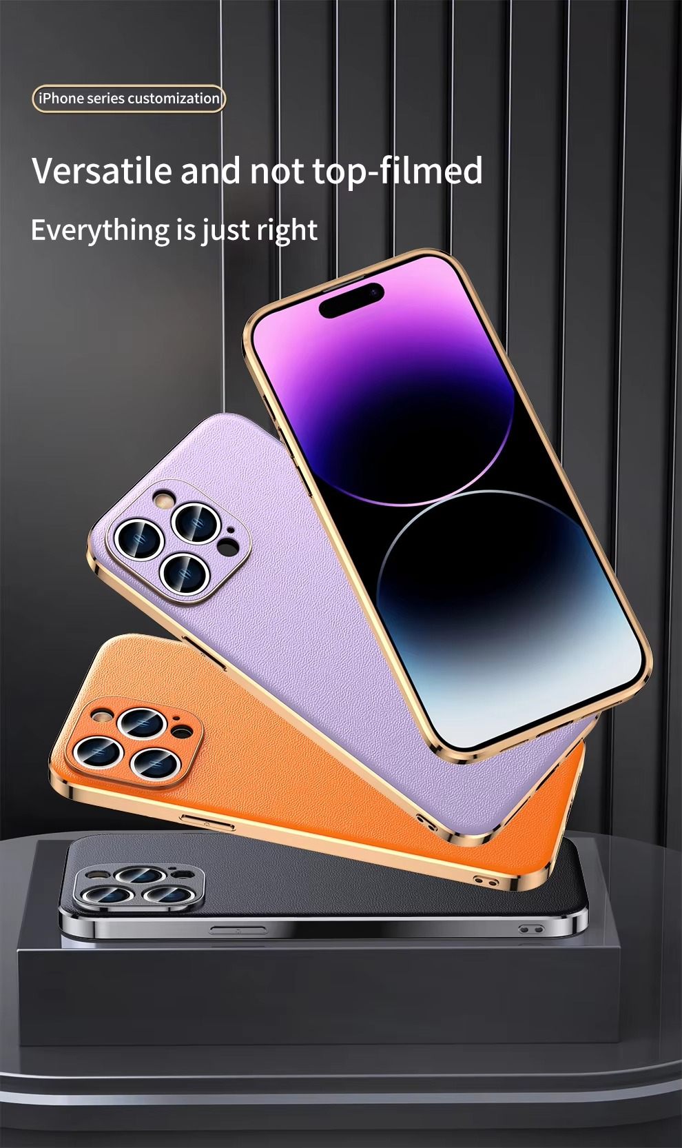 Premium iPhone Case Genuine Cowhide Leather Protective Cover Plating Frame Full Camera Lens Protection Shockproof TPU Edge Slim Durable Design