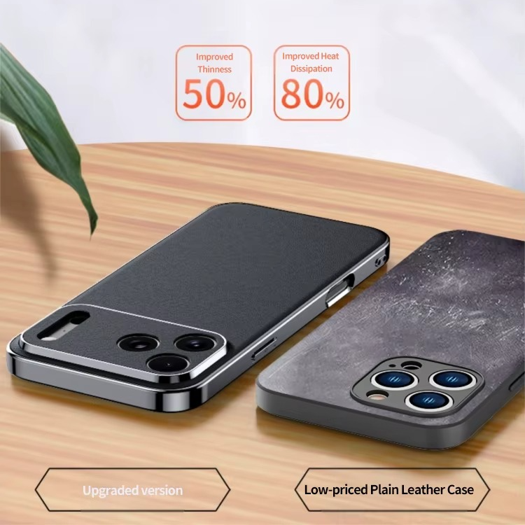 Premium iPhone Case Genuine Cowhide Leather Protective Cover Shockproof Frame Full Camera Lens Protection Anti Slip Matte Finish Slim Design