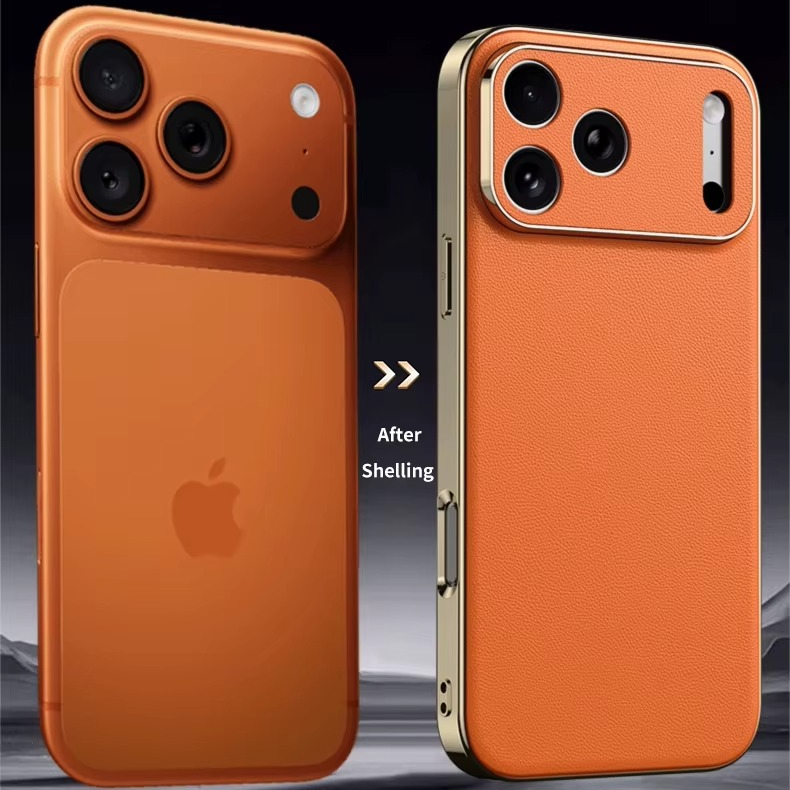 Premium iPhone Case Genuine Cowhide Leather Protective Cover Shockproof Frame Full Camera Lens Protection Anti Slip Matte Finish Slim Design
