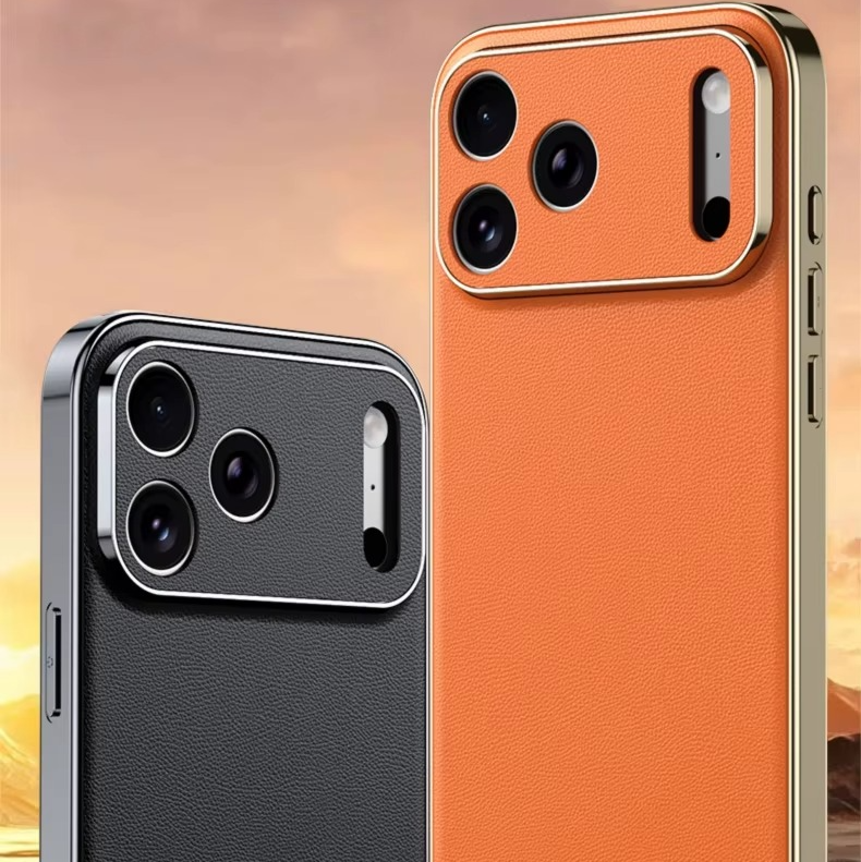 Premium iPhone Case Genuine Cowhide Leather Protective Cover Shockproof Frame Full Camera Lens Protection Anti Slip Matte Finish Slim Design