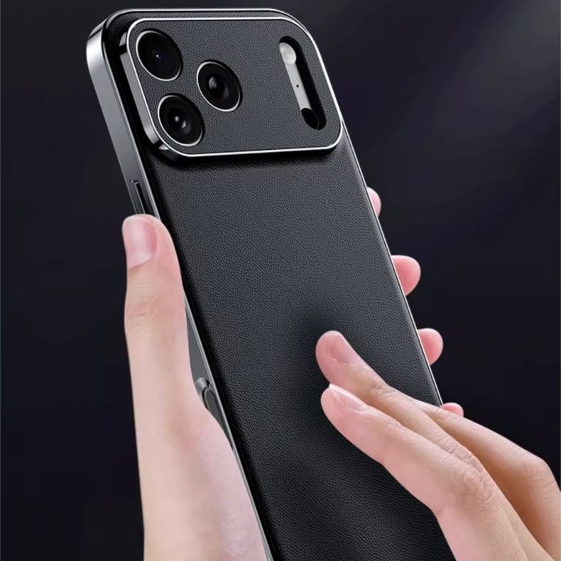 Premium iPhone Case Genuine Cowhide Leather Protective Cover Shockproof Frame Full Camera Lens Protection Anti Slip Matte Finish Slim Design