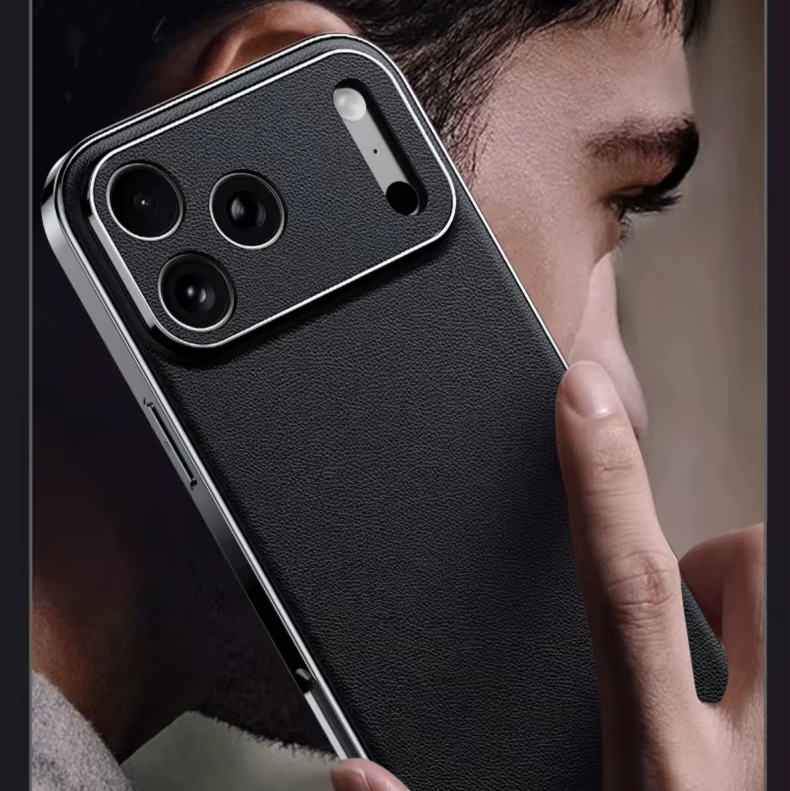 Premium iPhone Case Genuine Cowhide Leather Protective Cover Shockproof Frame Full Camera Lens Protection Anti Slip Matte Finish Slim Design