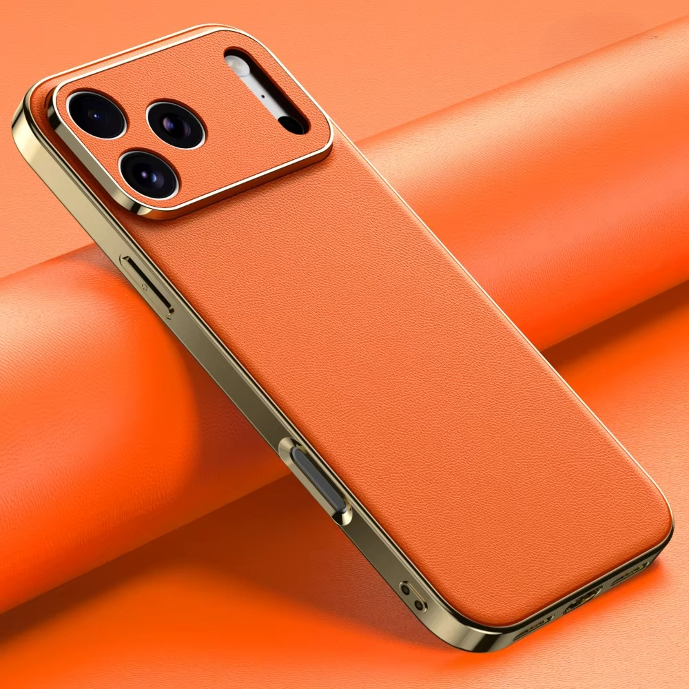 Premium iPhone Case Genuine Cowhide Leather Protective Cover Shockproof Frame Full Camera Lens Protection Anti Slip Matte Finish Slim Design