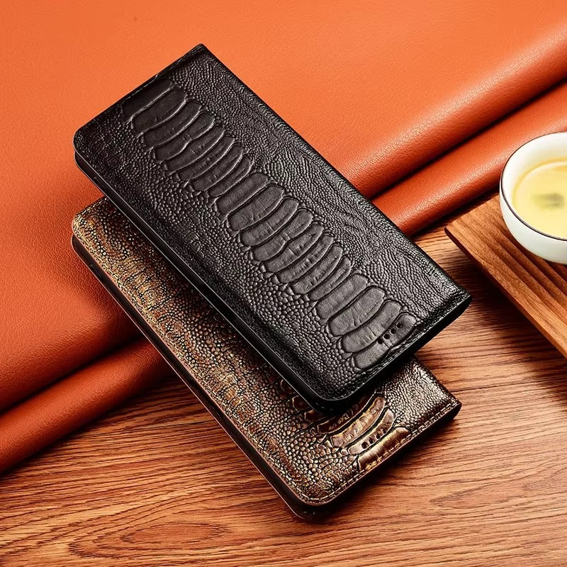 Premium iPhone Case Genuine Leather Flip Wallet Cover Card Slots Magnetic Closure Shockproof Full Protection Slim Elegant Design