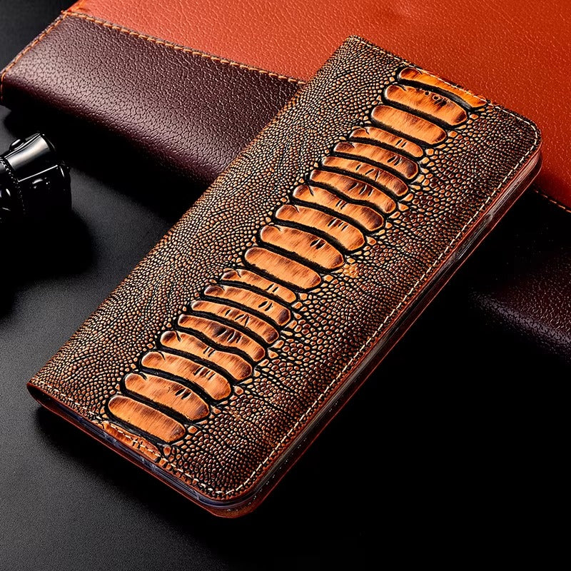 Premium iPhone Case Genuine Leather Flip Wallet Cover Card Slots Magnetic Closure Shockproof Full Protection Slim Elegant Design