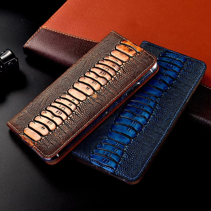 Premium iPhone Case Genuine Leather Flip Wallet Cover Card Slots Magnetic Closure Shockproof Full Protection Slim Elegant Design
