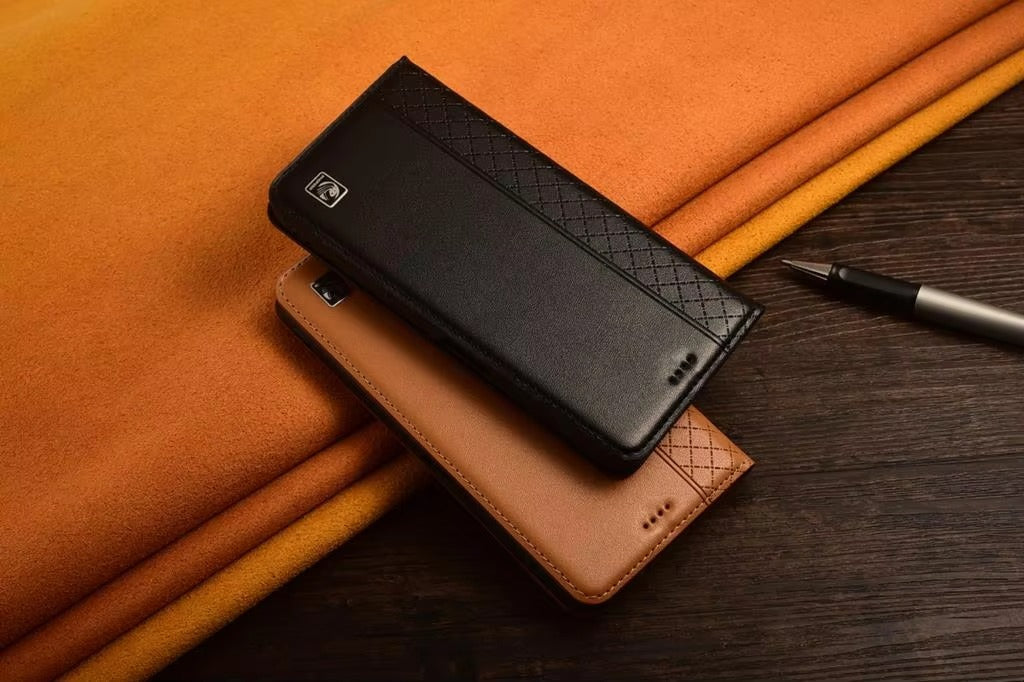 Premium iPhone Case Genuine Nappa Leather Wallet Flip Cover Card Holder Magnetic Closure Shockproof Protection Full Body Slim Business Design
