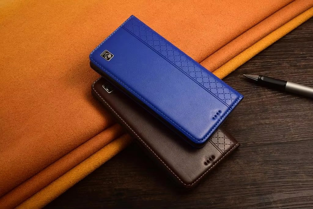 Premium iPhone Case Genuine Nappa Leather Wallet Flip Cover Card Holder Magnetic Closure Shockproof Protection Full Body Slim Business Design